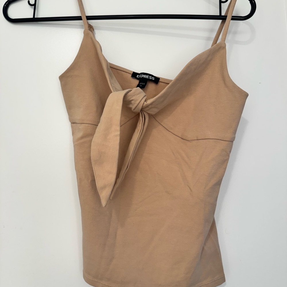 Express Women's Tan Tie-Front Top